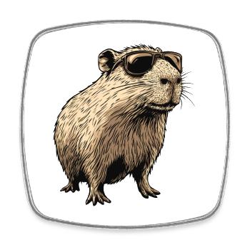 Capybara with sunglasses - Square fridge magnet - white - Front