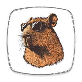 Capybara mit Sonnenbrillen – Retro Cartoon - Viereckiger Kühlschrankmagnet - Weiß - Vorne