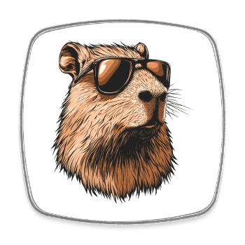 Capybara with sunglasses - Square fridge magnet - white - Front