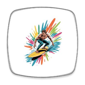 Colorful Surfer Watercolors Splashes Graffiti - Square fridge magnet - white - Front