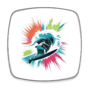Colorful Surfer Watercolors Splashes Graffiti - Square fridge magnet - white - Front