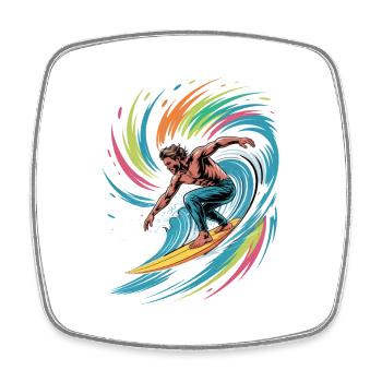 Colorful Surfer Watercolors Splashes Graffiti - Square fridge magnet - white - Front