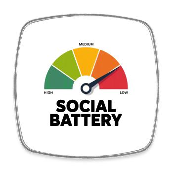 Social Low Battery - Viereckiger Kühlschrankmagnet - Weiß - Vorne