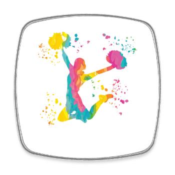 Cheerpom pom girls Mom Cheerleading - Magnet carré - blanc - Devant