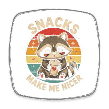 Raccoon Snacks Machen Mich Netter Waschbär Hunger - Viereckiger Kühlschrankmagnet - Weiß - Vorne