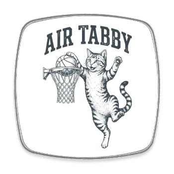 Air Tabby Dunk Cat - Viereckiger Kühlschrankmagnet - Weiß - Vorne