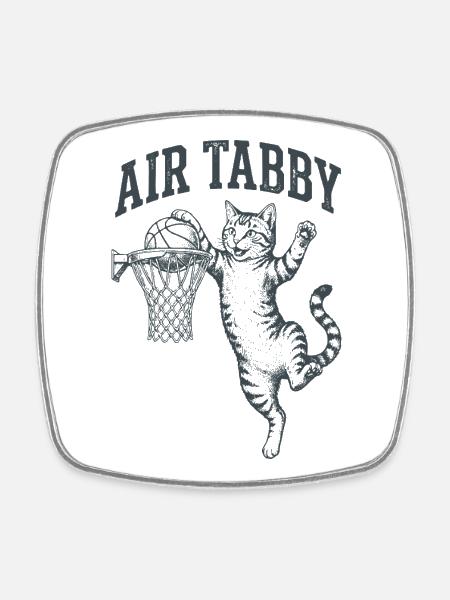 Air Tabby Dunk Cat - Square fridge magnet - white