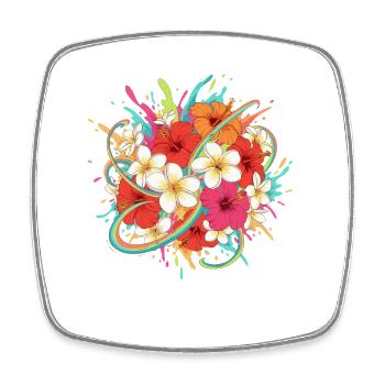 Tropische Hibiskus und Plumeria Mix - Viereckiger Kühlschrankmagnet - Weiß - Vorne