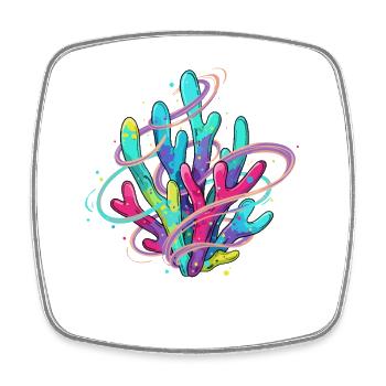 Tourbillon de corail néon - Magnet carré - blanc - Devant