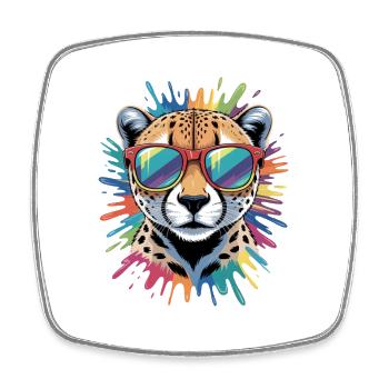 Colorful Cheetah Watercolors Splashes Graffiti - Square fridge magnet - white - Front