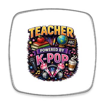 Teacher Powered By K-Pop - Viereckiger Kühlschrankmagnet - Weiß - Vorne