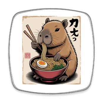 Capybara Ramen Feast - Square fridge magnet - white - Front