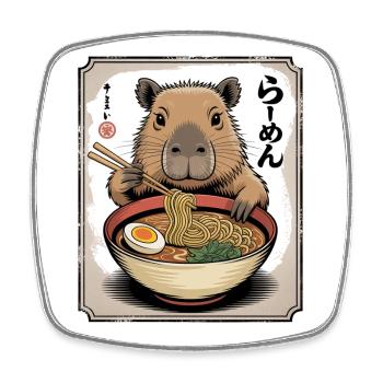 Capybara Ramen Bowl - Square fridge magnet - white - Front