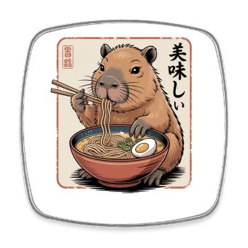 Ramen Capybara Delicacy - Square fridge magnet - white - Front