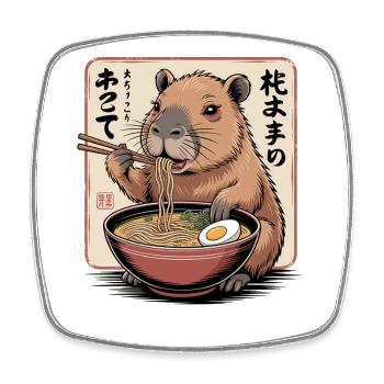 Beaver Ramen Feast - Square fridge magnet - white - Front
