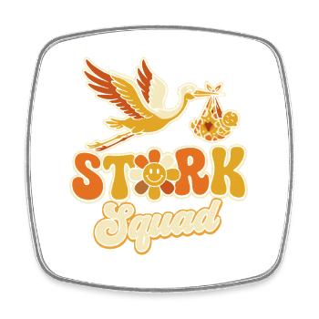 Storch Squad Retro Stil - Viereckiger Kühlschrankmagnet - Weiß - Vorne
