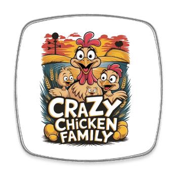 Crazy Chicken Family Funny Chickens Family Chicks - Square fridge magnet - white - Front