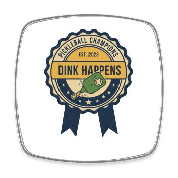 Joueur drôle de pickleball Dink Happens Champions - Magnet carré - blanc - Devant