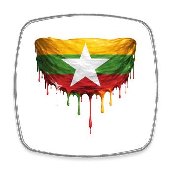 Art de chute du drapeau du Myanmar - Magnet carré - blanc - Devant