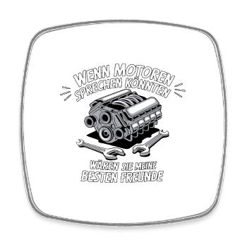 Wenn Motoren sprechen könnten - Viereckiger Kühlschrankmagnet - Weiß - Vorne