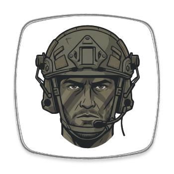 Taktisches Soldaten Portrait mit Combat Helm - Viereckiger Kühlschrankmagnet - Weiß - Vorne