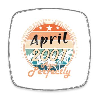 April 2001 - Viereckiger Kühlschrankmagnet - Weiß - Vorne