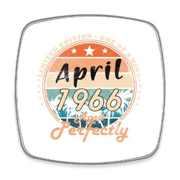 April 1966 - Birthday - Gift - Square fridge magnet - white - Front