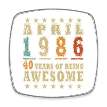 Anniversary year April 1986 - Square fridge magnet - white - Front