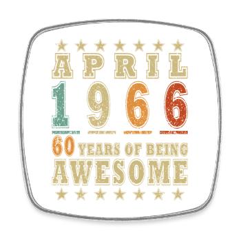 60. Geburtstag Geschenk Mann Oldtimer April 1966 - Viereckiger Kühlschrankmagnet - Weiß - Vorne