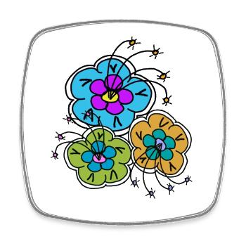 Colorful Doodle Bouquet Retro - Square fridge magnet - white - Front