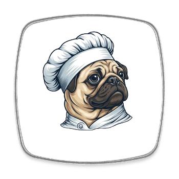 Motif de dessin animé illustré par Pug Cook - Magnet carré - blanc - Devant