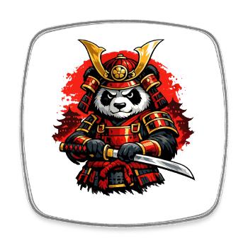 Samurai Panda mit Katana im japanischen Stil - Viereckiger Kühlschrankmagnet - Weiß - Vorne