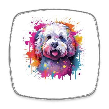 Chien coloré d’art éclaboussé Bichon Fris - Magnet carré - blanc - Devant