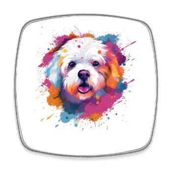 Bichon Fris Bunte Hundesplash-Kunst - Viereckiger Kühlschrankmagnet - Weiß - Vorne
