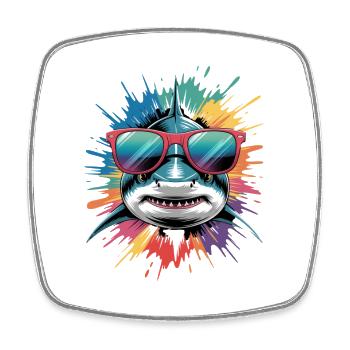 Colorful Shark Watercolor Splash - Square fridge magnet - white - Front