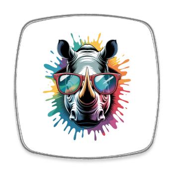 Colorful Rhino Rhino Watercolor Splash - Square fridge magnet - white - Front