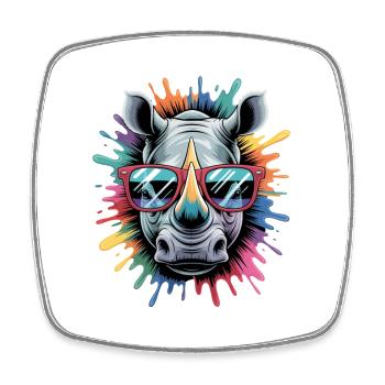 Colorful Rhino Rhino Watercolor Splash - Square fridge magnet - white - Front