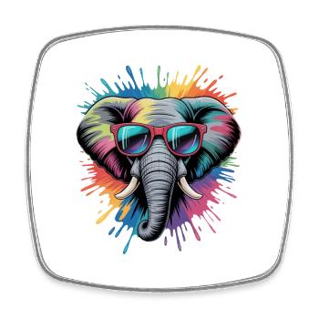 Colorful Elephant Watercolor Splash - Square fridge magnet - white - Front