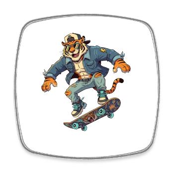 Tiger Skater Denim rétro - Magnet carré - blanc - Devant