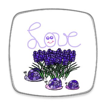 Lavender Snails Garden Hobby Gardener - Square fridge magnet - white - Front