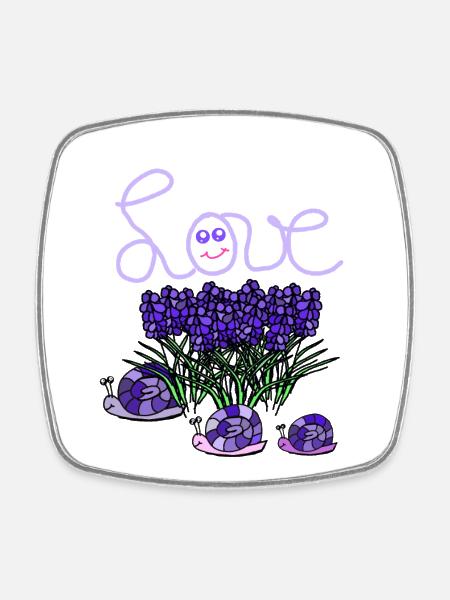 Lavender Snails Garden Hobby Gardener - Square fridge magnet - white