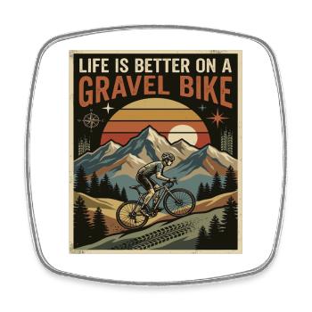 Gravel Bike Saying Mountain Adventure - Square fridge magnet - white - Front