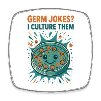 Cultivating germ jokes | Microbiology Humor - Square fridge magnet - white - Front