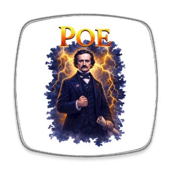 Portrait d’Edgar Allan Poe - Magnet carré - blanc - Devant