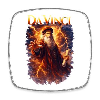 Leonardo Da Vinci Portrait - Square fridge magnet - white - Front