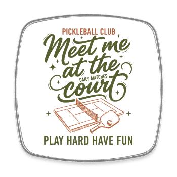Pickleball Court Triff mich am Platz Spiel hart - Viereckiger Kühlschrankmagnet - Weiß - Vorne