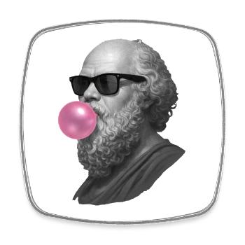 Socrates with chewing gum and sunglasses - Square fridge magnet - white - Front