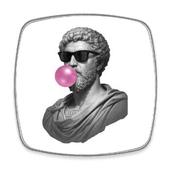 Marcus Aurelius mit Kaugummi und Sonnenbrille - Viereckiger Kühlschrankmagnet - Weiß - Vorne