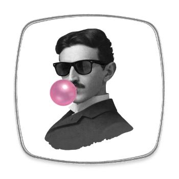 Nikola with chewing gum and sunglasses - Square fridge magnet - white - Front