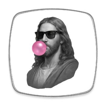 Jesus Christ with Chewing Gum and Sunglasses - Square fridge magnet - white - Front
